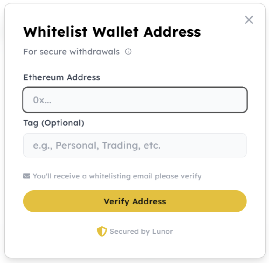 whitelist address modal